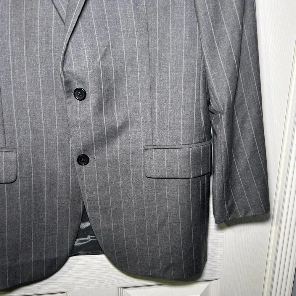 Brooks Brothers Blazer Men's 39R Gray Pinstripe 1818 Fitzgerald Slim Fit Italy